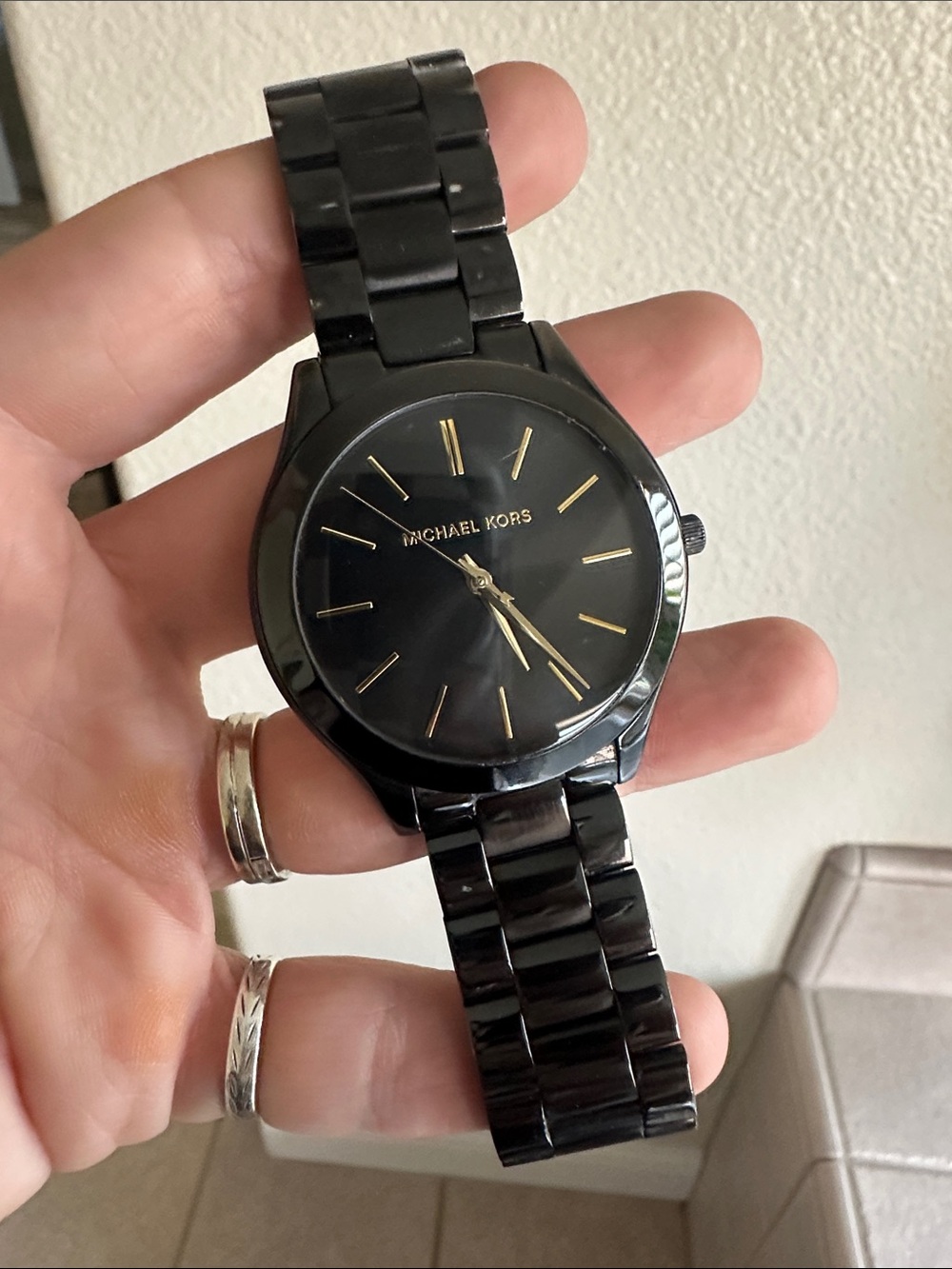 Michael Kors Black MK3221 slim runway watch
